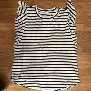 Gilli Navy and White Striped Flutter Sleeve Tee